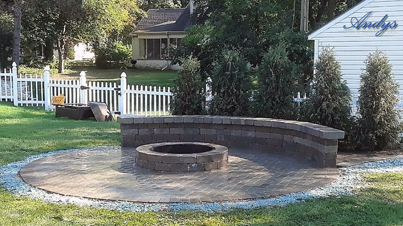 Custom outdoor fireplace installed in St. Clair, Michigan 